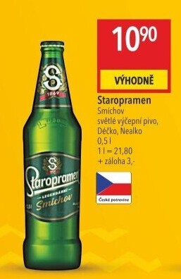 Pivo světlé výčepní 10° Smíchov Staropramen