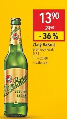 Pivo světlý ležák 12° Zlatý Bažant