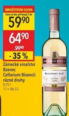 Vína Cellarium Bisencii Zámecké vinařství Bzenec