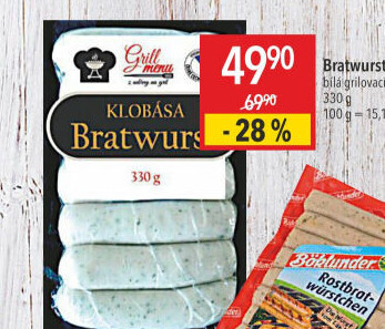Bílá grilovací klobása bratwurst