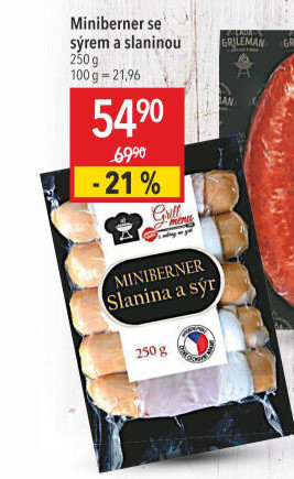 Miniberner se sýrem a slaninou Příbramská uzenina