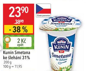 Smetana ke šlehání Kunín 31%