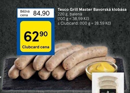 Bavorská klobása Grill Master Tesco