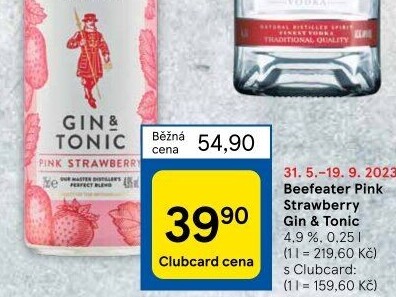 Míchaný nápoj Beefeater Pink Gin a Tonic