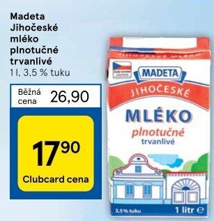 Mléko trvanlivé Jihočeské Madeta - 3,5% plnotučné