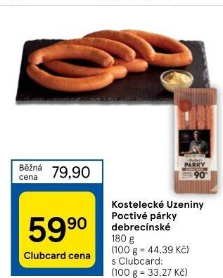 Párky debrecínské poctivé Kostelecké uzeniny