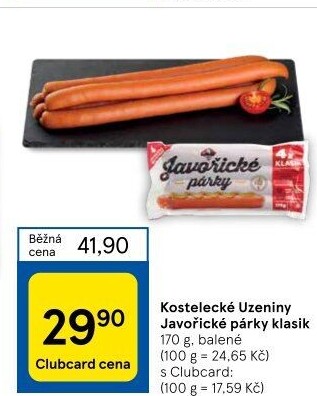 Párky javořické Kostelecké uzeniny