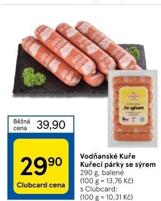 Párky kuřecí se sýrem Vodňanské kuře