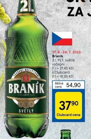 Pivo světlé výčepní 10° Braník