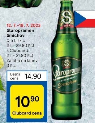 Pivo světlé výčepní 10° Smíchov Staropramen