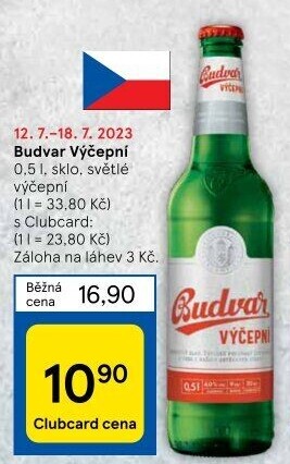 Pivo světlé výčepní Budweiser Budvar