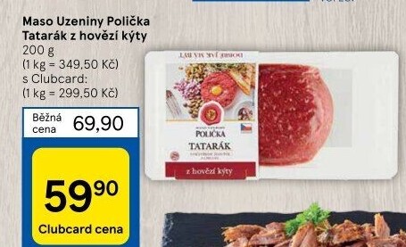 Tatarský biftek z hovězí kýty Maso uzeniny Polička