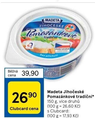 Tradiční pomazánkové Jihočeské Madeta