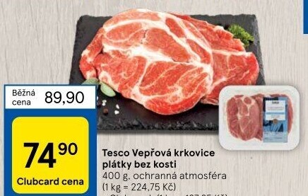 Vepřová krkovice bez kosti Tesco