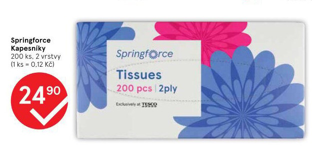 Papírové kapesníčky 2vrstvé Springforce - box