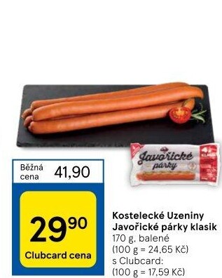 Párky javořické Kostelecké uzeniny