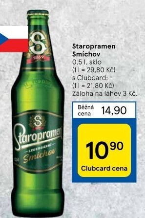 Pivo světlé výčepní 10° Smíchov Staropramen