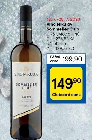 Vína Sommelier Club Víno Mikulov