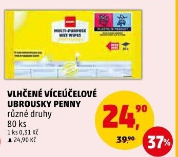 Vlhčené víceúčelové ubrousky Penny