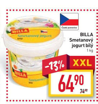 Bílý jogurt smetanový Billa
