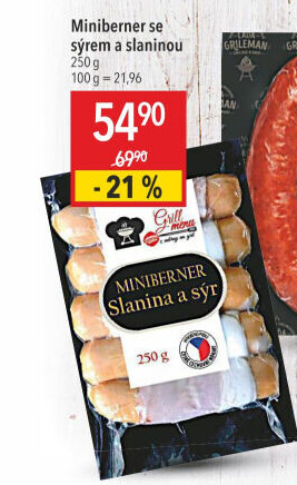 Miniberner se sýrem a slaninou Příbramská uzenina