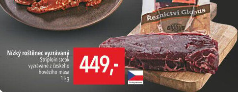 Hovězí nízký roštěnec Striploin steak Globus