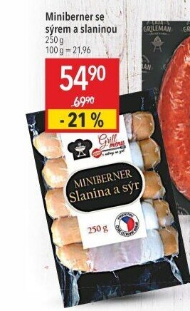 Miniberner se sýrem a slaninou Příbramská uzenina