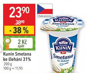 Smetana ke šlehání Kunín 31%