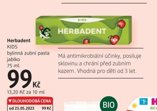 Pasta na zuby bylinná dětská Herbadent