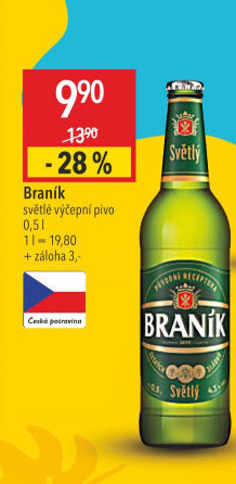 Pivo světlé výčepní 10° Braník