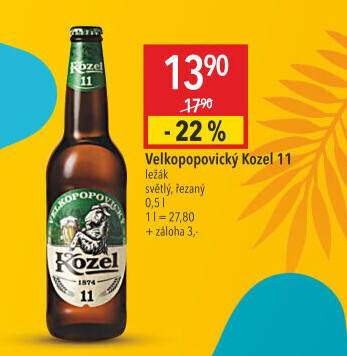 Pivo světlý ležák 11° Medium Velkopopovický Kozel