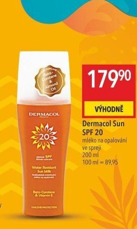 Mléko na opalování voděodolné ve spreji OF 20 Sun Dermacol