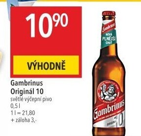 Pivo světlé výčepní Originál 10° Gambrinus
