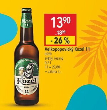 Pivo světlý ležák 11° Medium Velkopopovický Kozel
