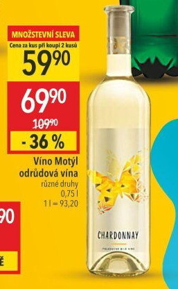 Víno Chardonnay Motýl Víno Mikulov