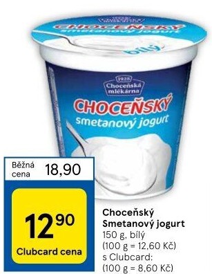 Bílý jogurt smetanový Choceňský