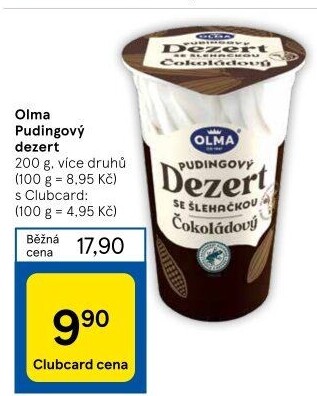 Dezert pudink se šlehačkou Olma