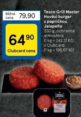 Hovězí burger Jalapeňo Grill Master Tesco
