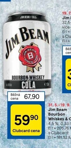 Míchaný nápoj Jim Beam a Cola