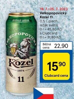 Pivo ležák 11° Velkopopovický Kozel