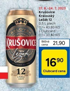 Pivo světlé Královský ležák 12° Krušovice