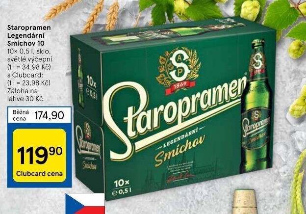 Pivo světlé výčepní 10° Smíchov Staropramen