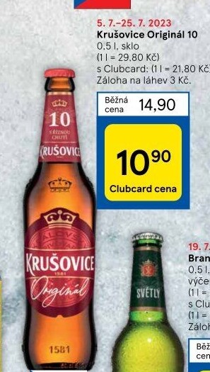 Pivo světlé výčepní Originál Královská 10° Krušovice