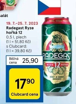 Pivo světlý ležák 12° Ryze hořká Radegast
