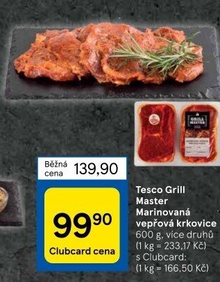 Vepřová krkovice marinovaná Grill Master Tesco