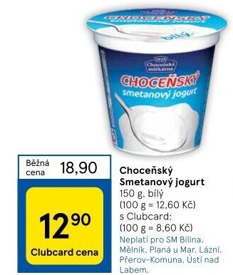 Bílý jogurt smetanový Choceňský