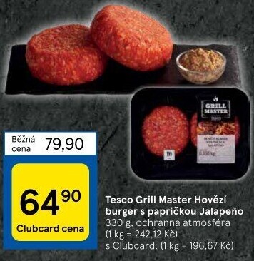 Hovězí burger Jalapeňo Grill Master Tesco
