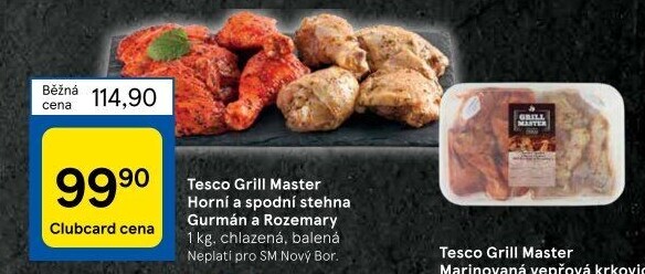 Marinovaná kuřecí stehna Gurmán a Rozemary Grill Master Tesco