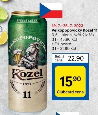 Pivo ležák 11° Velkopopovický Kozel