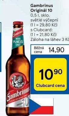 Pivo světlé výčepní Originál 10° Gambrinus